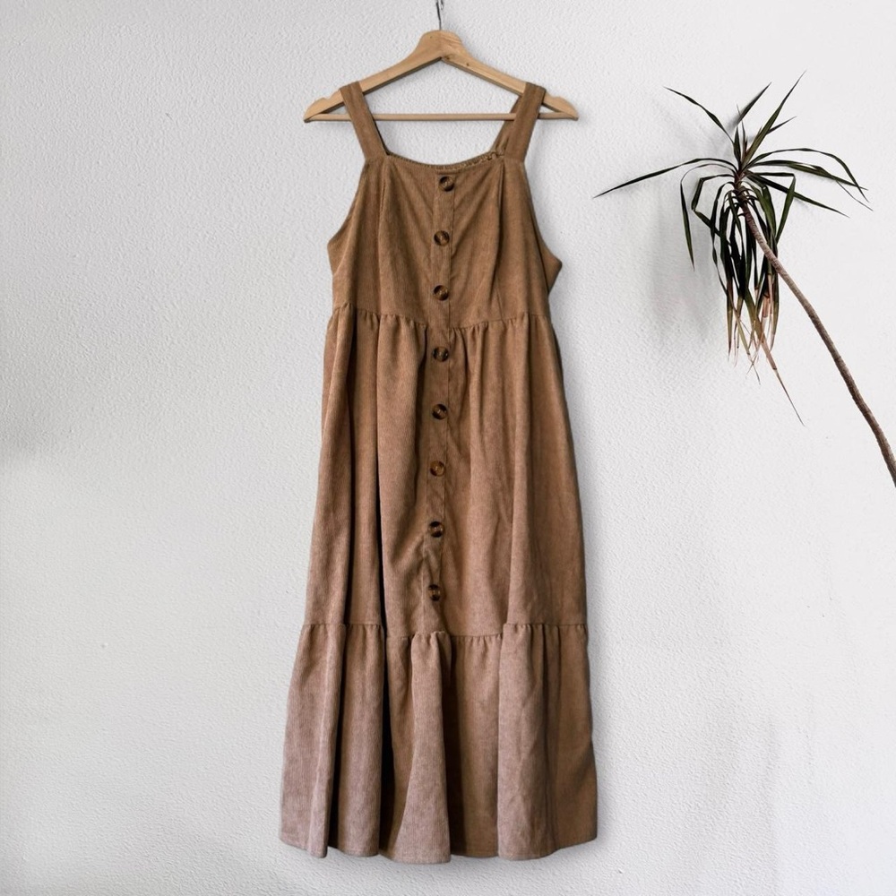 Corduroy Midi Pinafore Dress